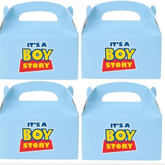 It's A Boy Story Baby Shower Party Favor, Its a boy Gabel Boxes, Light Blue 10pc - Picture 2 of 3